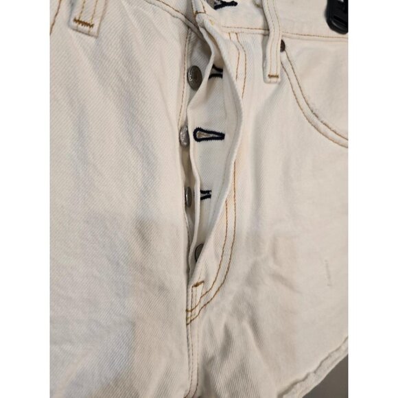 Levi 501 Button Fly Highrise Off White Denim Cutoff Destroyed Shorts  30 - Picture 2 of 6
